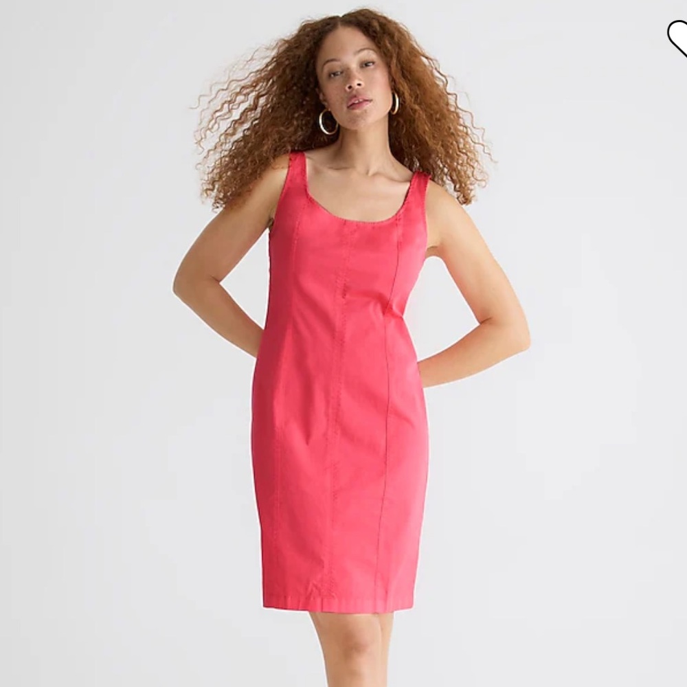 NEW J Crew Fitted lightweight chino dress in brilliant papaya coral 4